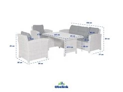 Outdoor Feelings Costa Rica 4-delige Loungeset -Tuin & Buiten costarica4delig afmetingen ecommerce 472a