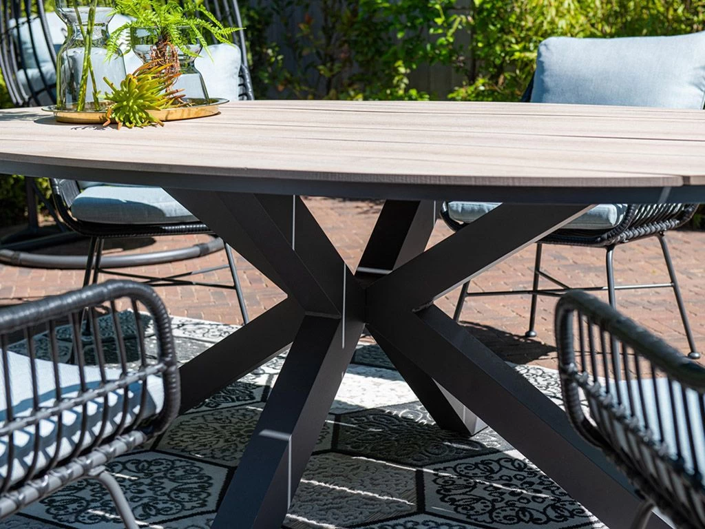 Outdoor Feelings Edson Carbon Black Light Teak 220 X 115 Tuintafel - Afbeelding 2