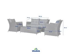 Outdoor Feelings Parijs Loungeset -Tuin & Buiten parijs afmetingen2 ecommerce 4461